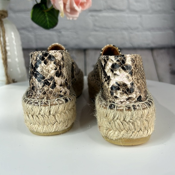 KURT GEIGER LONDON MORELLA Leather Snake Print Slip On Espadrilles - Picture 4 of 17